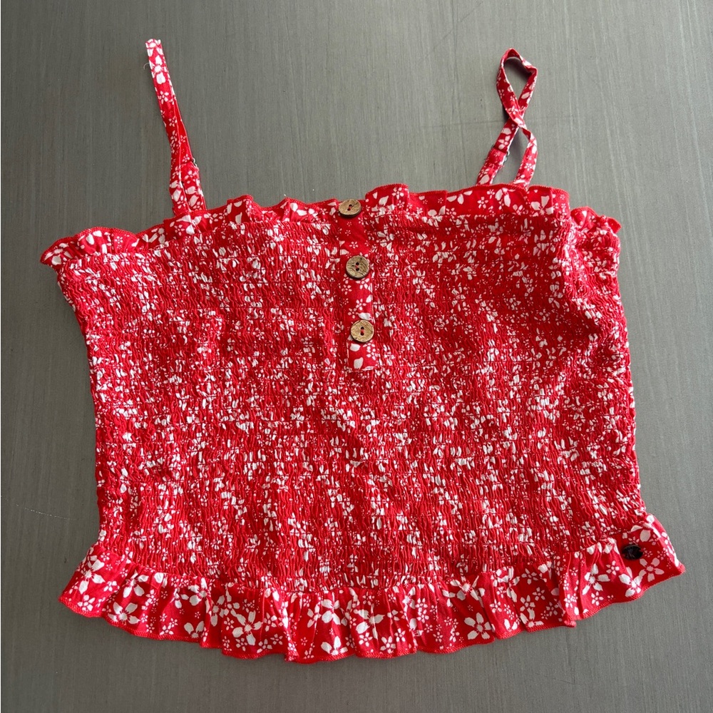 Roxy Secret Sister Smocked Camisole in Poppy Red